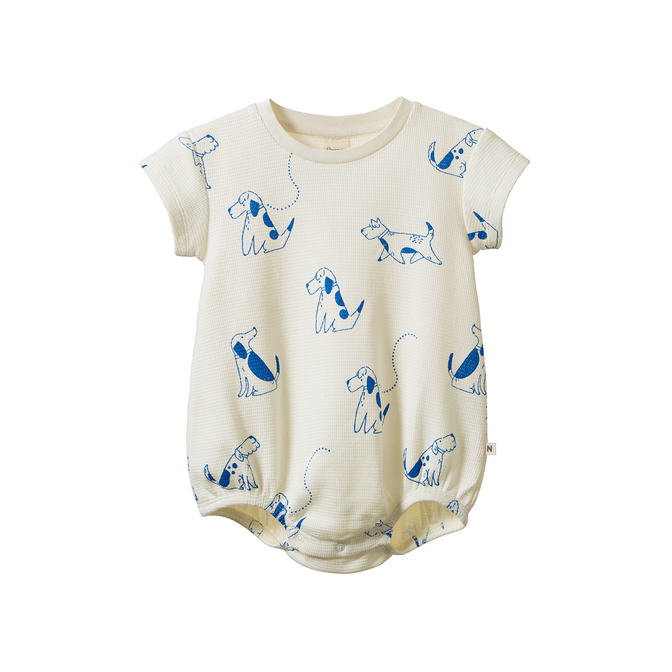 nature baby juno romper waffle dog print