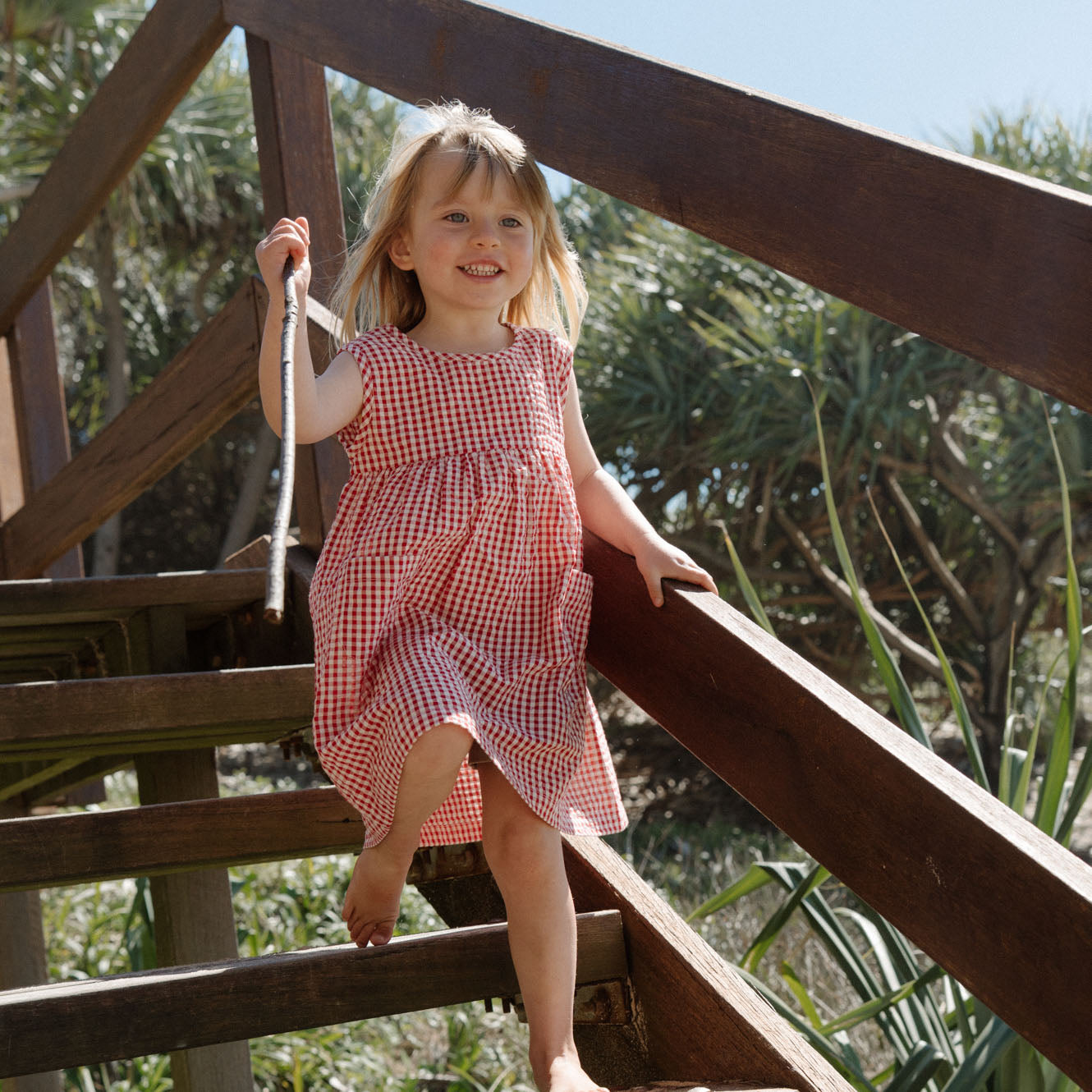 Nature baby dorothy dress red check