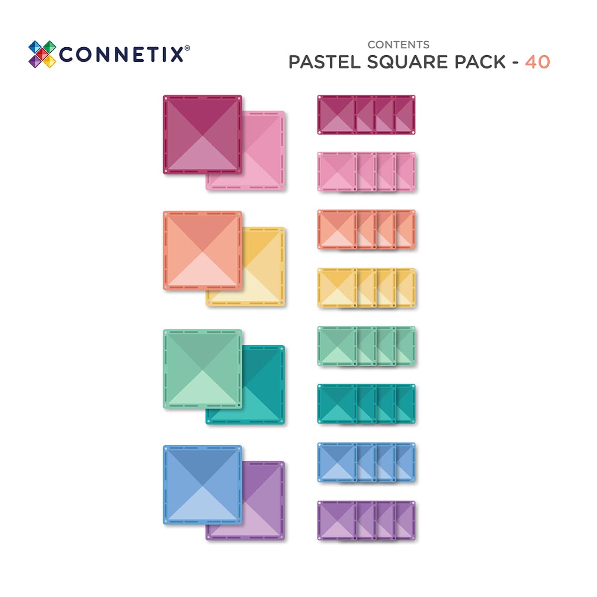 CONNETIX PASTEL 40 PIECE SQUARES