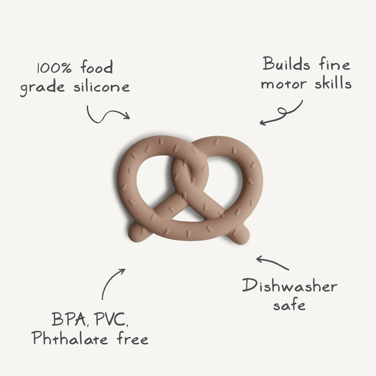Mushie Pretzel Teether features