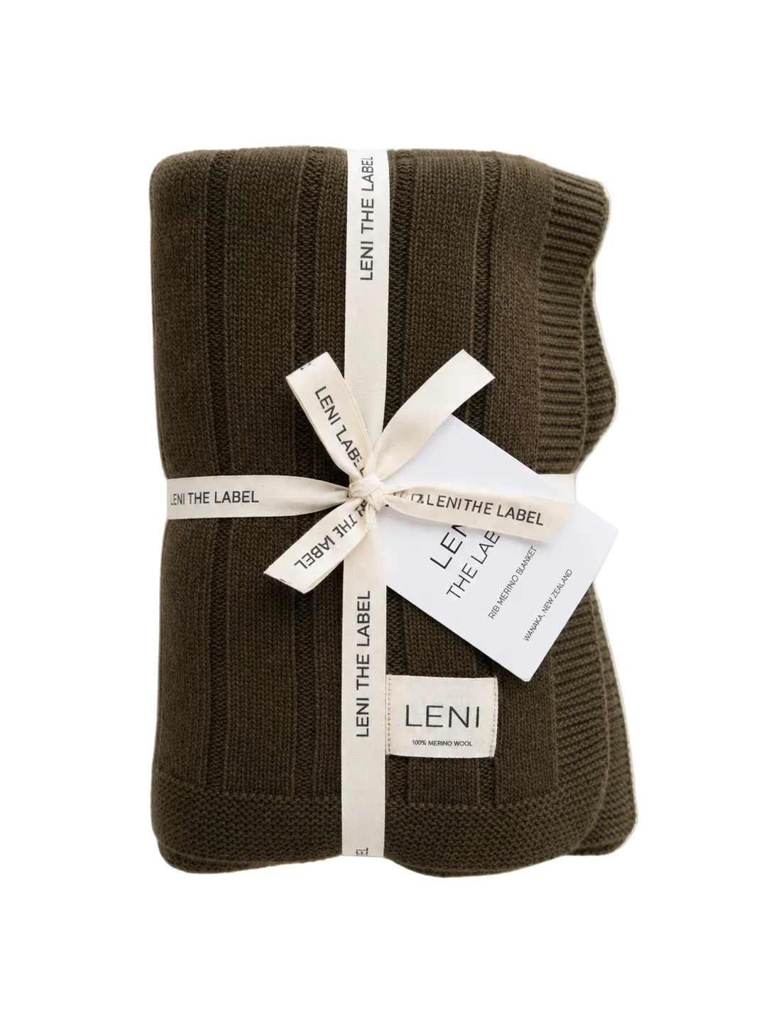 Olive rib merino blanket
