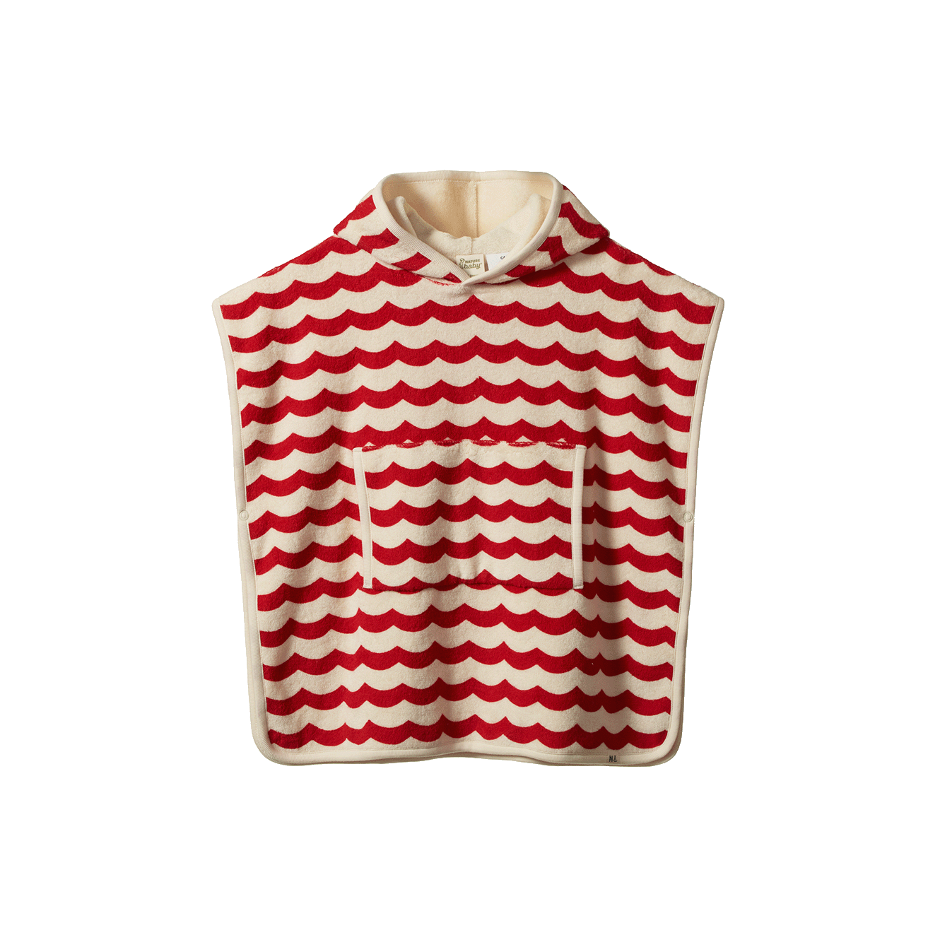Poncho Towel in Waves Red Print