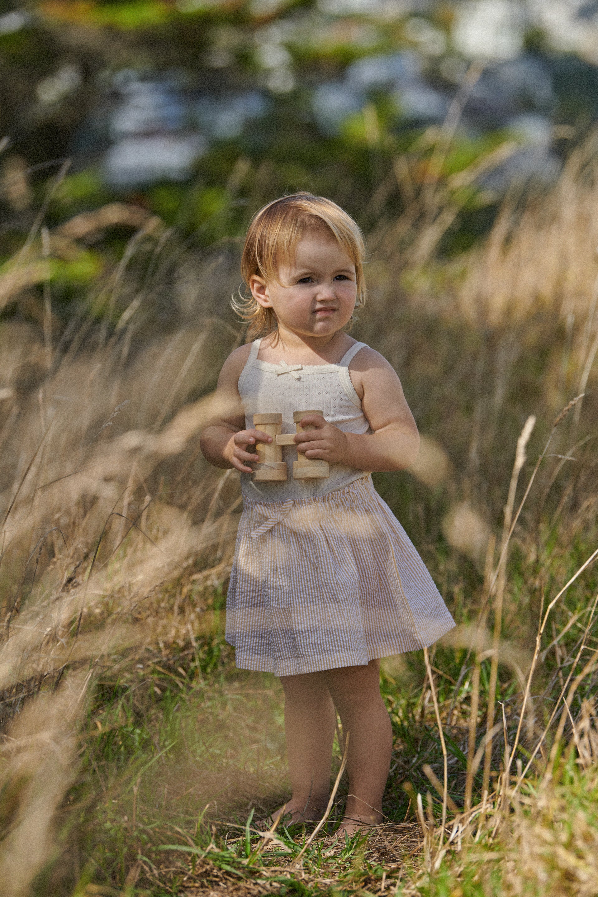 Golden Seersucker Skirt