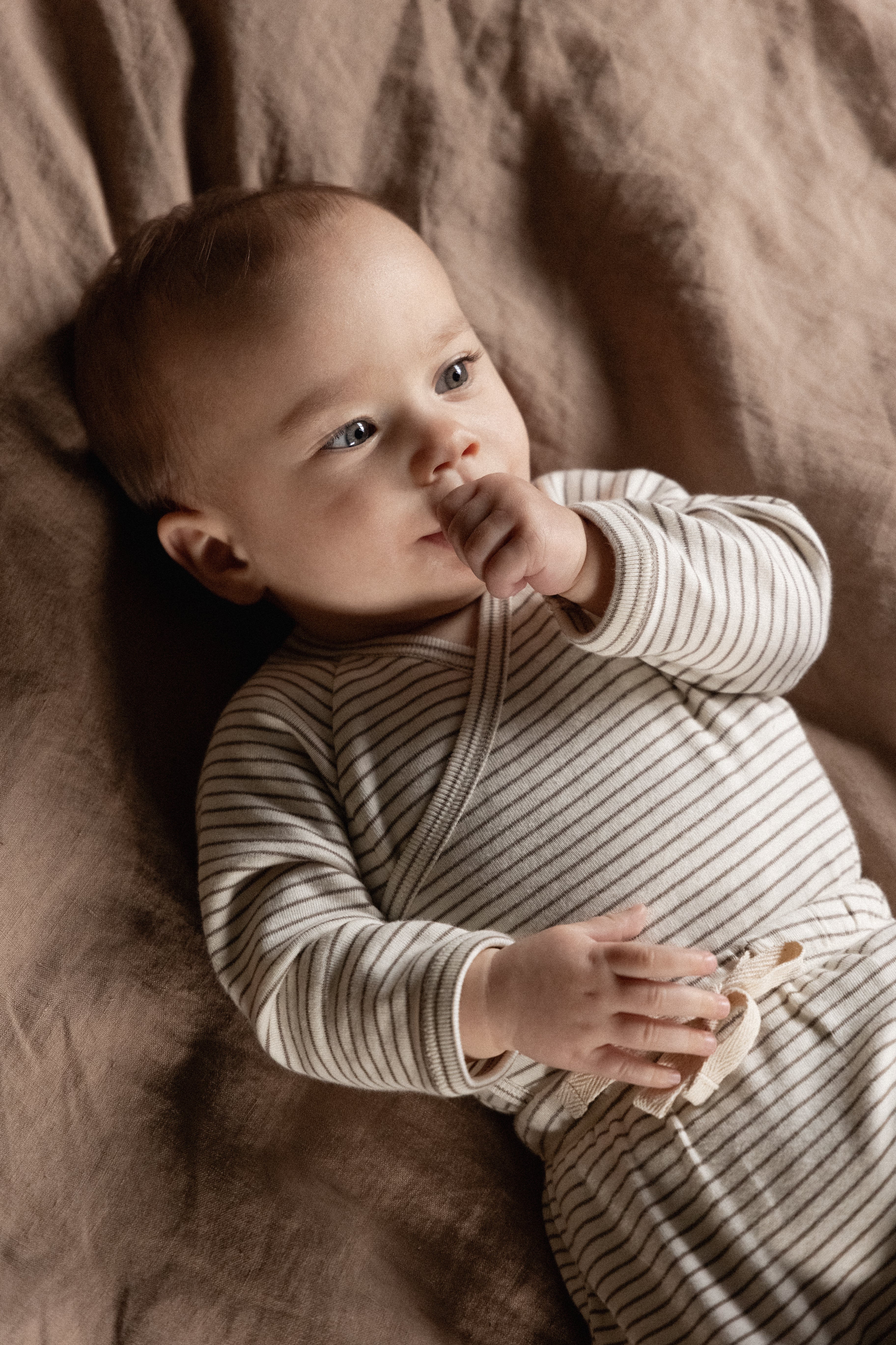 nature baby mushroom pinstripe kimono