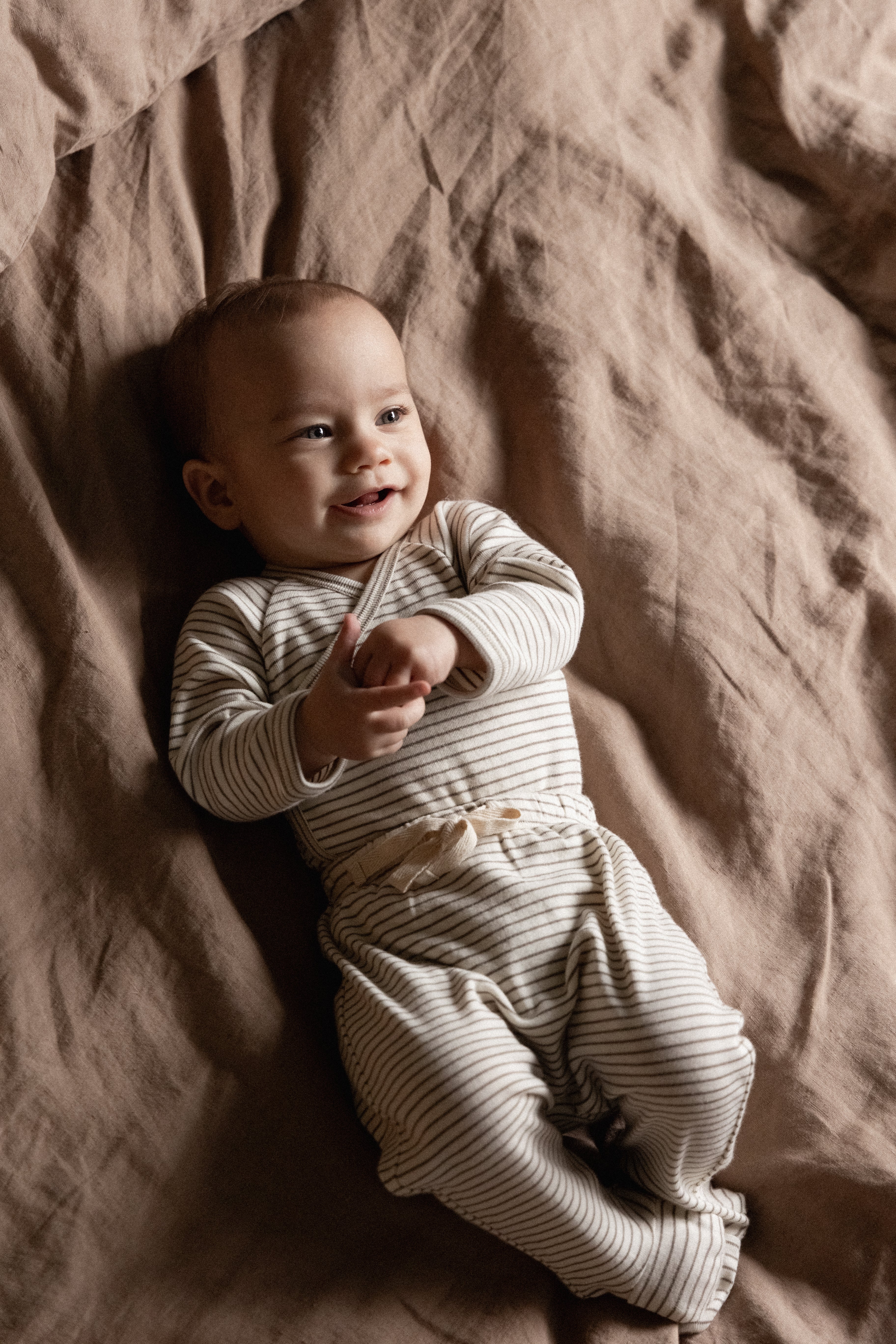 nature baby mushroom pinstripe kimono