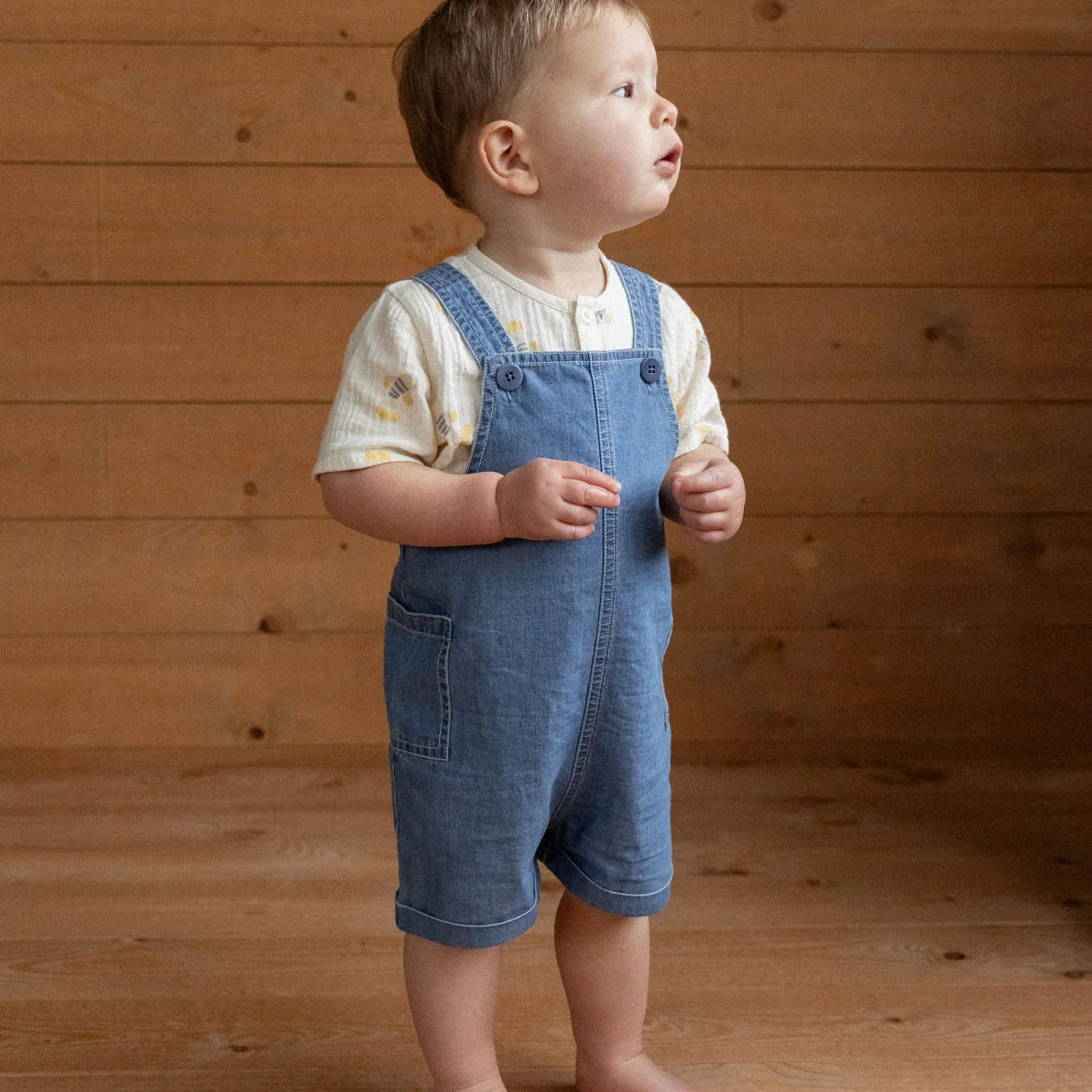 nature baby tucker shortie overalls in sky
