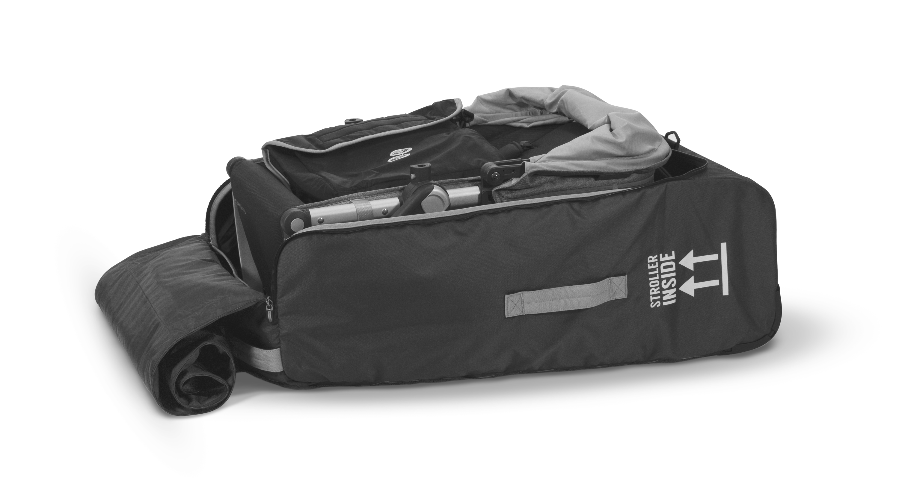 The UPPAbaby Travel Bag protects your CRUZ & VISTA so you can travel with ease. By registering your Travel Bag online, UPPAbaby's TravelSafe program covers any damage incurred to your stroller during air travel. Features: Durable, luggage grade fabric Exposed wheels attached to bag for easy rolling Convenient inner wheel bag contains stroller wheels Padded bumper bar pocket Front luggage tag pocket Includes TravelSafe Program.