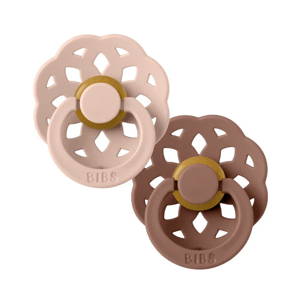 bibs boheme pacifiers in woodchuck/ blush