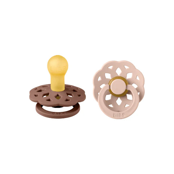 bibs boheme pacifiers in woodchuck/ blush