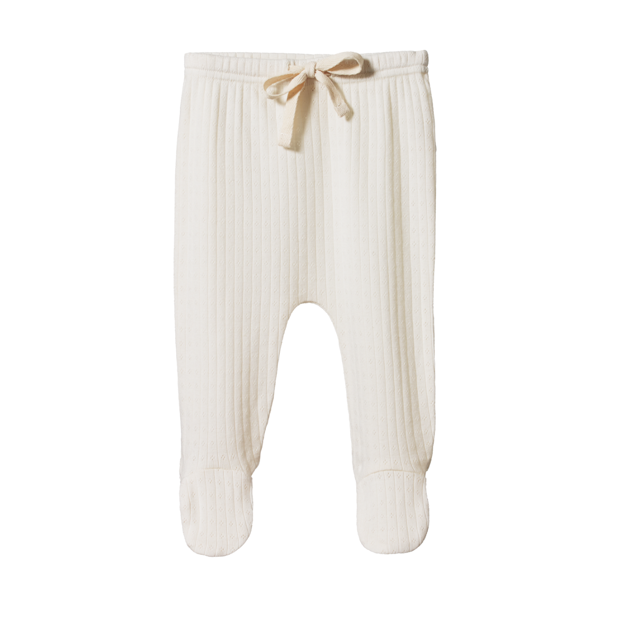 Natural Pointelle Footed Rompers