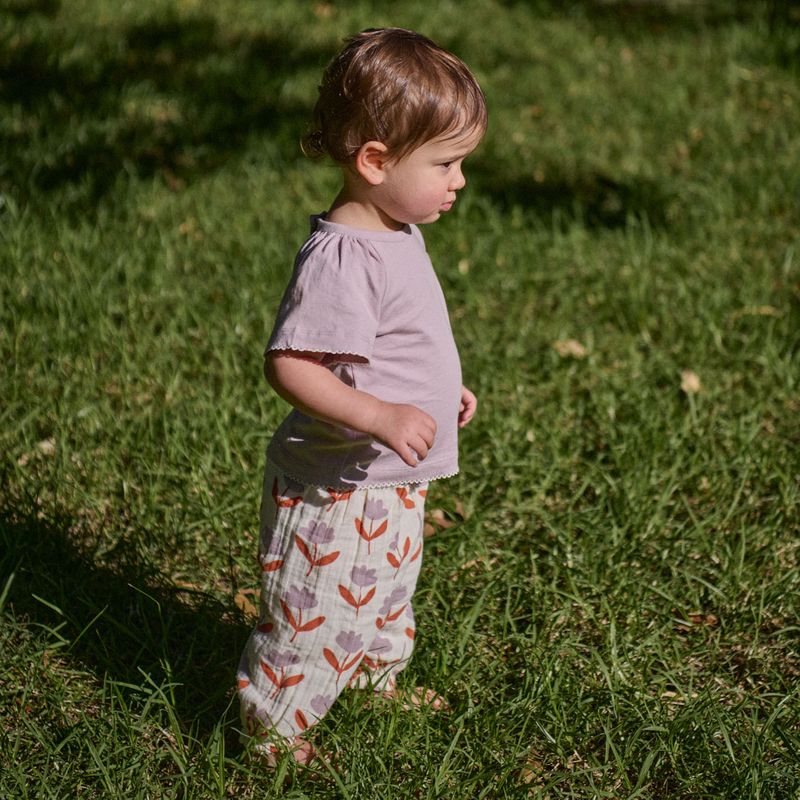 nature baby muslin daphne pants in fleurette print