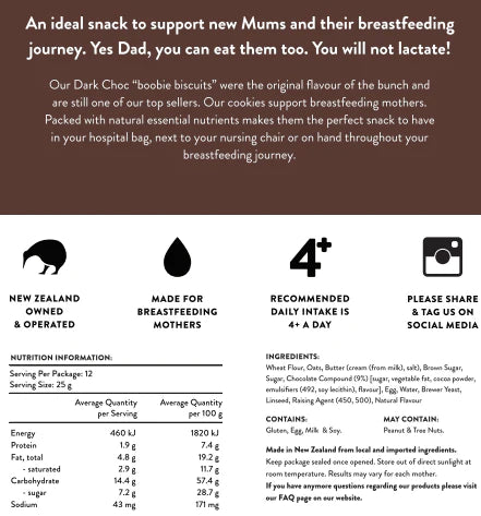 the lactation station dark choc chip cookies