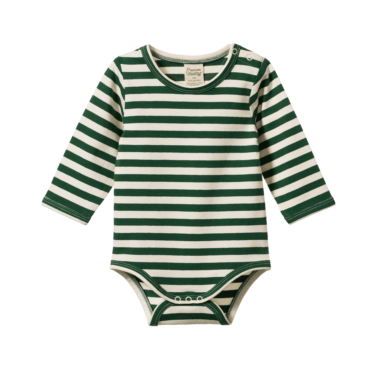 stretch jersey long sleeve bodysuit in eden sea stripe