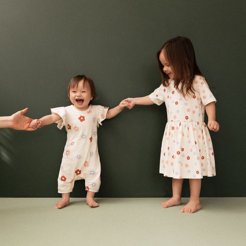 nature baby saturday dress in flora stamp