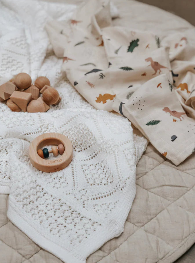 Heirloom Merino Geometric Blanket Bianco