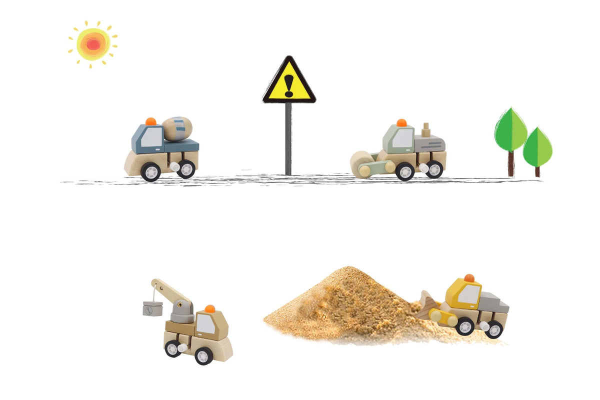 ToysLink Wooden Wind-up Construction Truck
