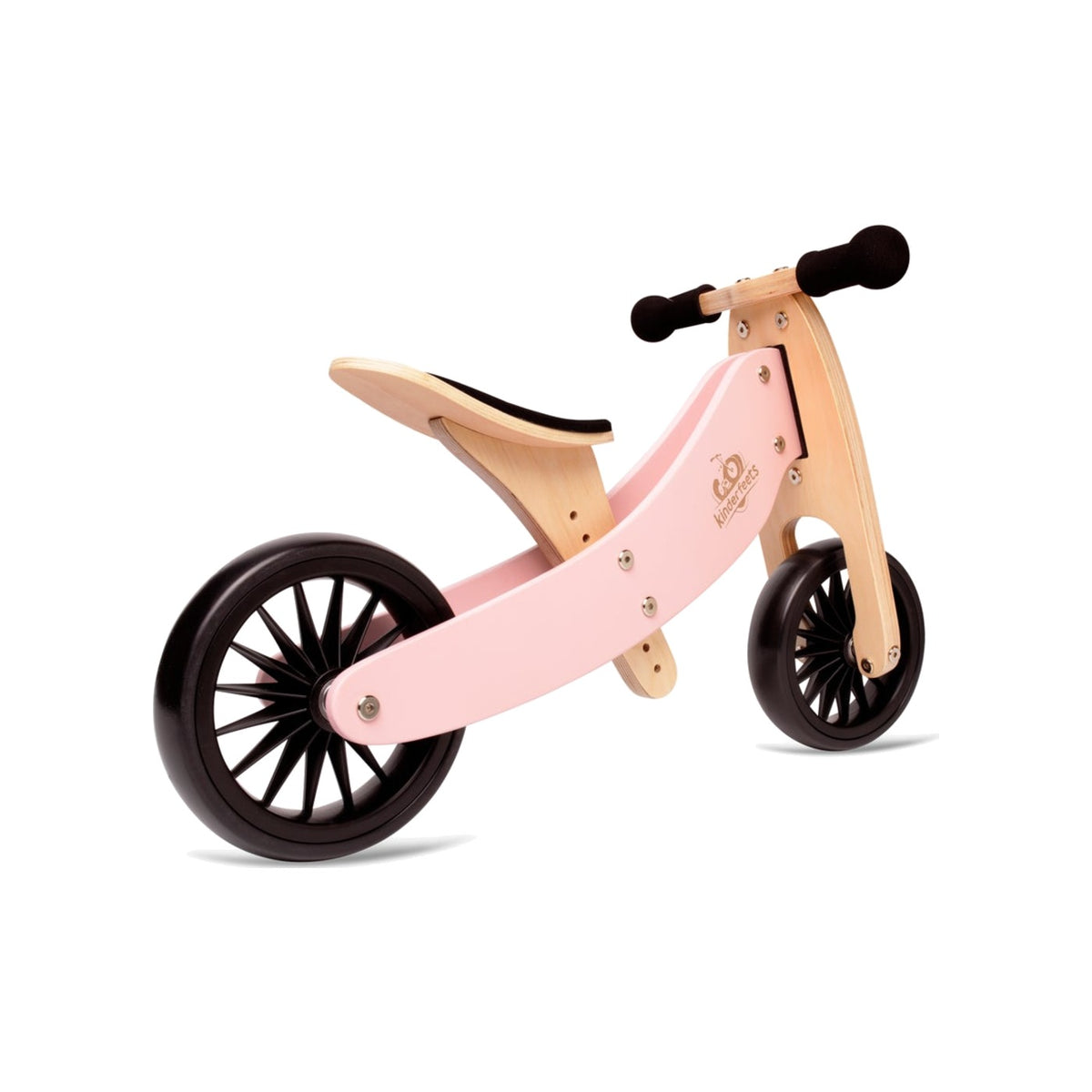 Kinderfeets Tiny Tot Plus in Rose, balance bike mode