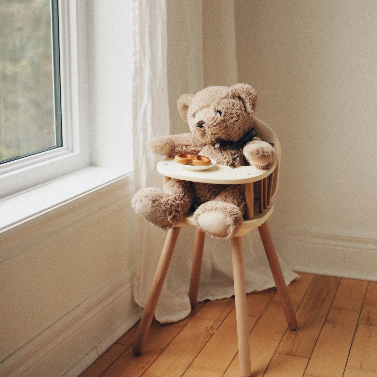 Teddy in the Kinderfeets Doll High Chair