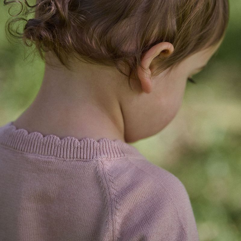 nature baby liliette cardigan in rose dust