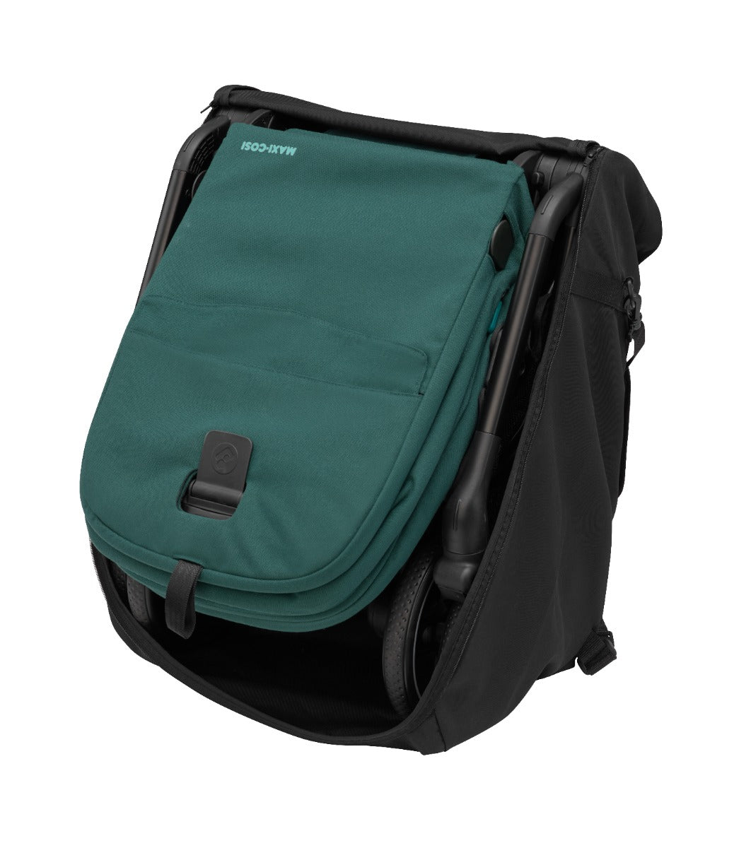 Maxi Cosi ultra-compact stroller packed inside the travel bag