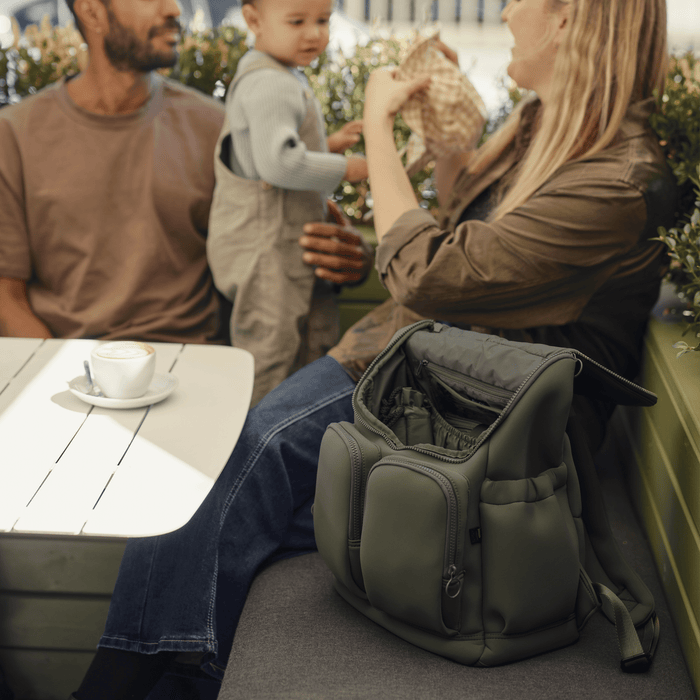 oioi signature nappy backpack in sage neoprene