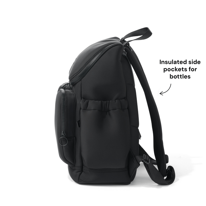 Oioi signature nappy backpack in black neoprene