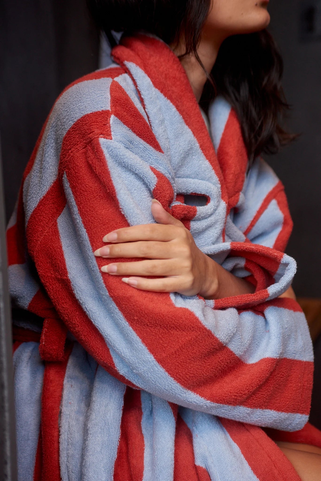 hommey robe picnic stripe