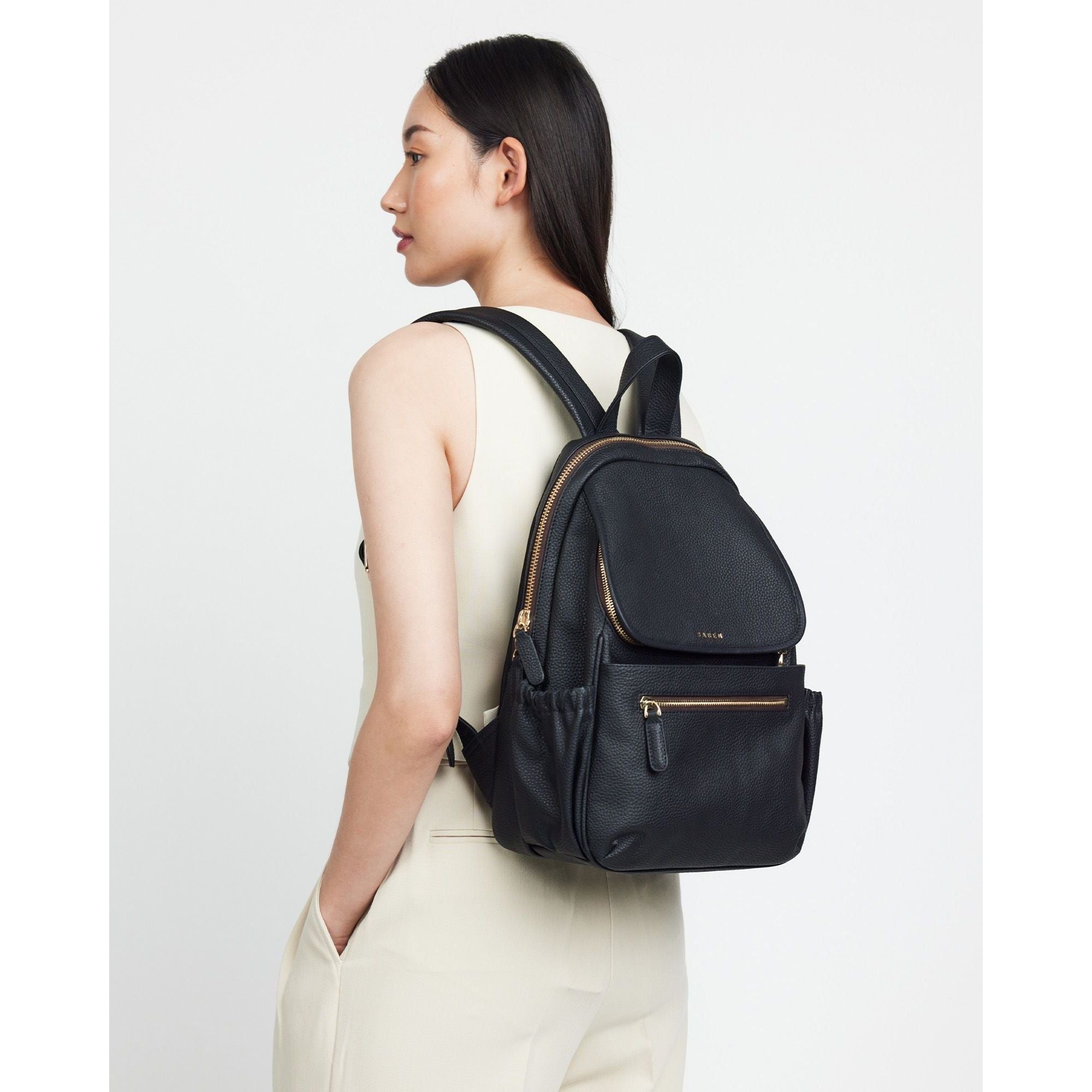 Saben Atlas Backpack black worn on the back