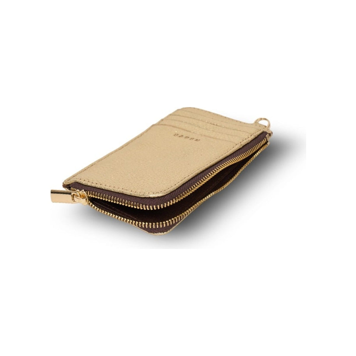 saben winona card holder champagne metallic zip detail