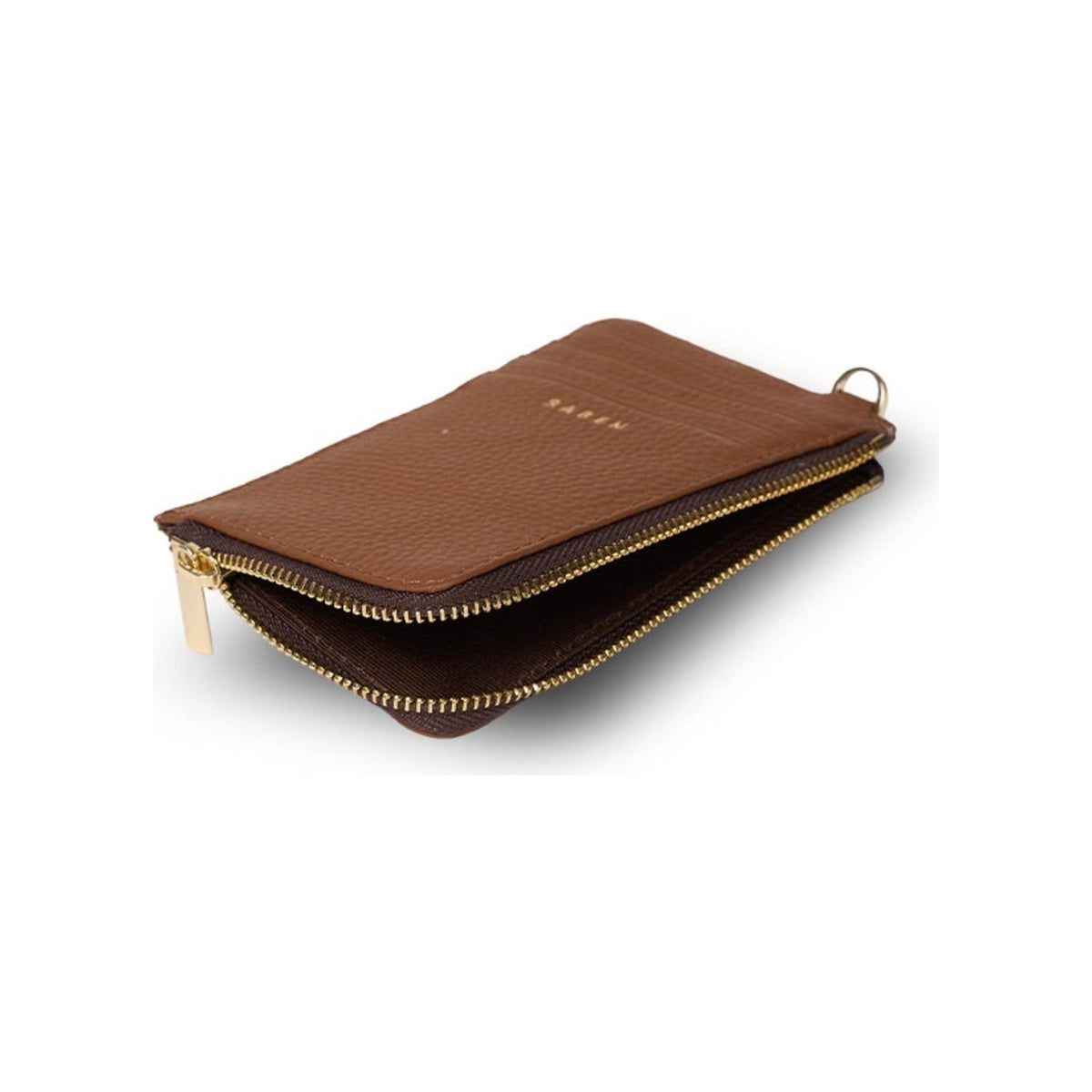 saben winona card holder tan zip detail