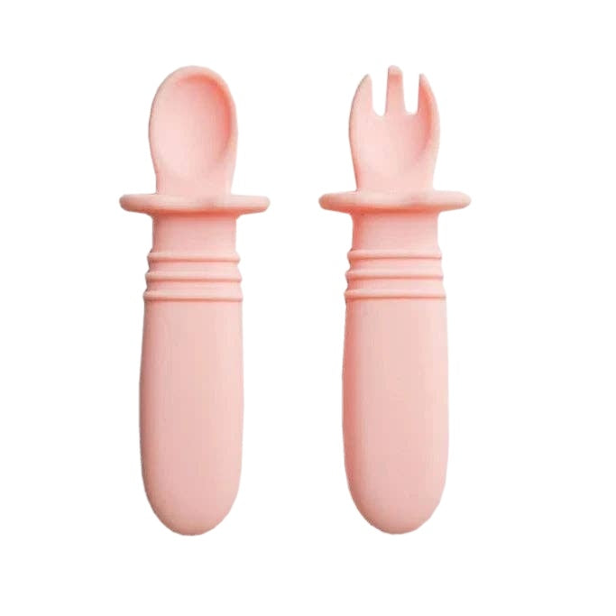 Starting Solids Australia Selfie Spoon + Fork in Fairy Floss on a white background