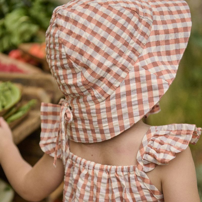nature baby sunhat in dandelion gingham