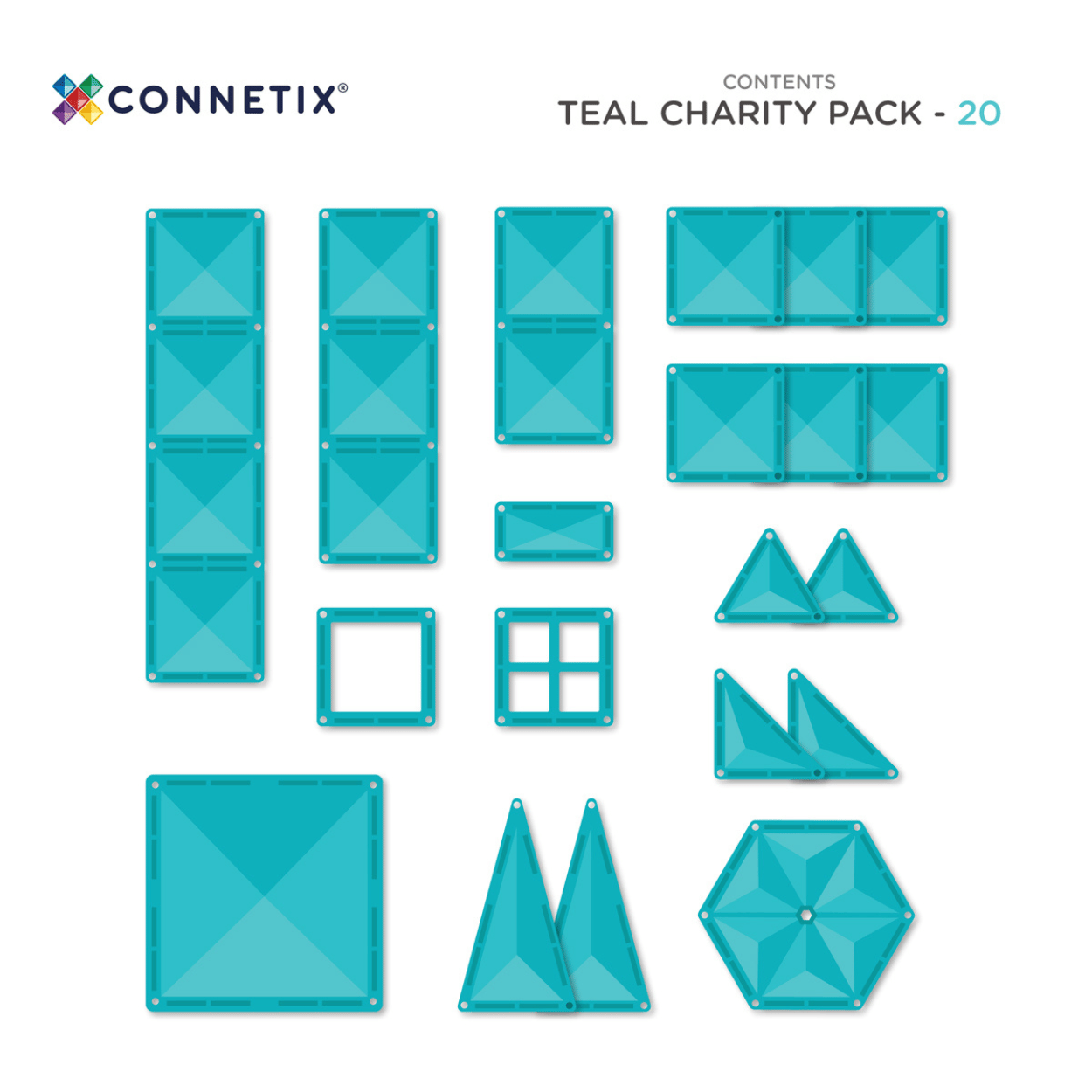 connetix 20 piece teal pack