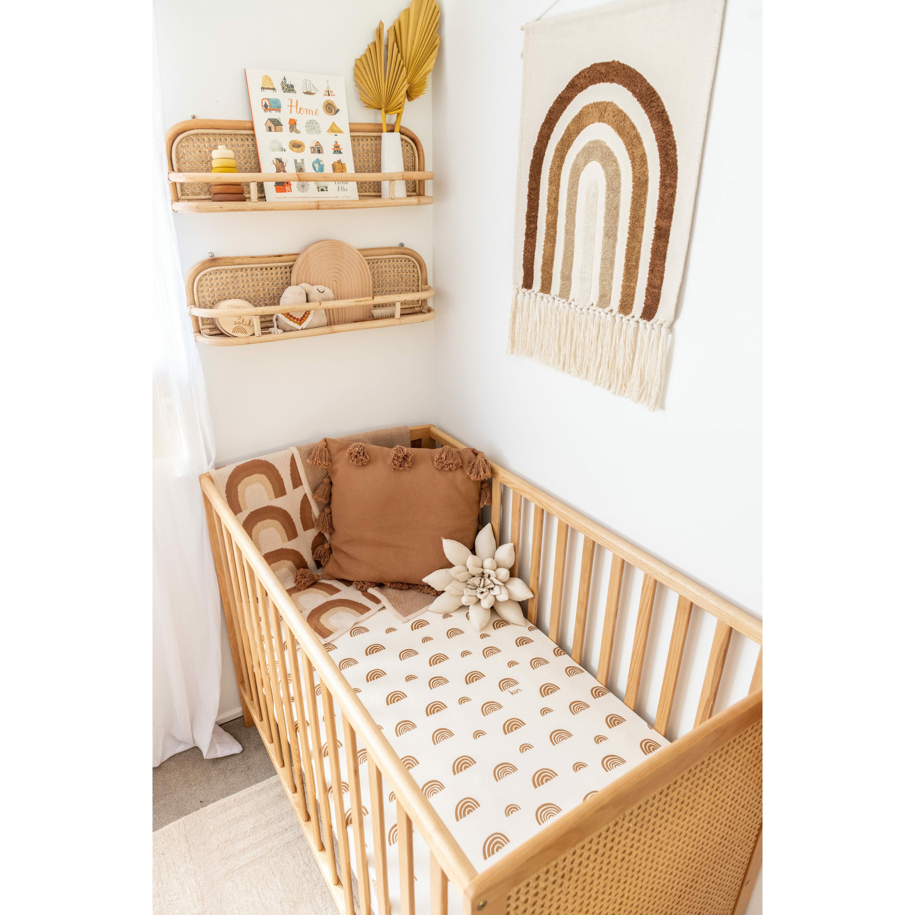 Kiin Organic Cot Sheet Ivory Rainbow