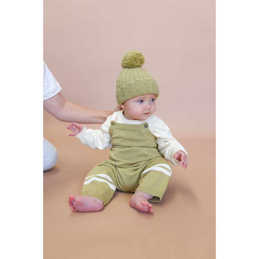 Grown Sage Stripe Knitted Overalls
