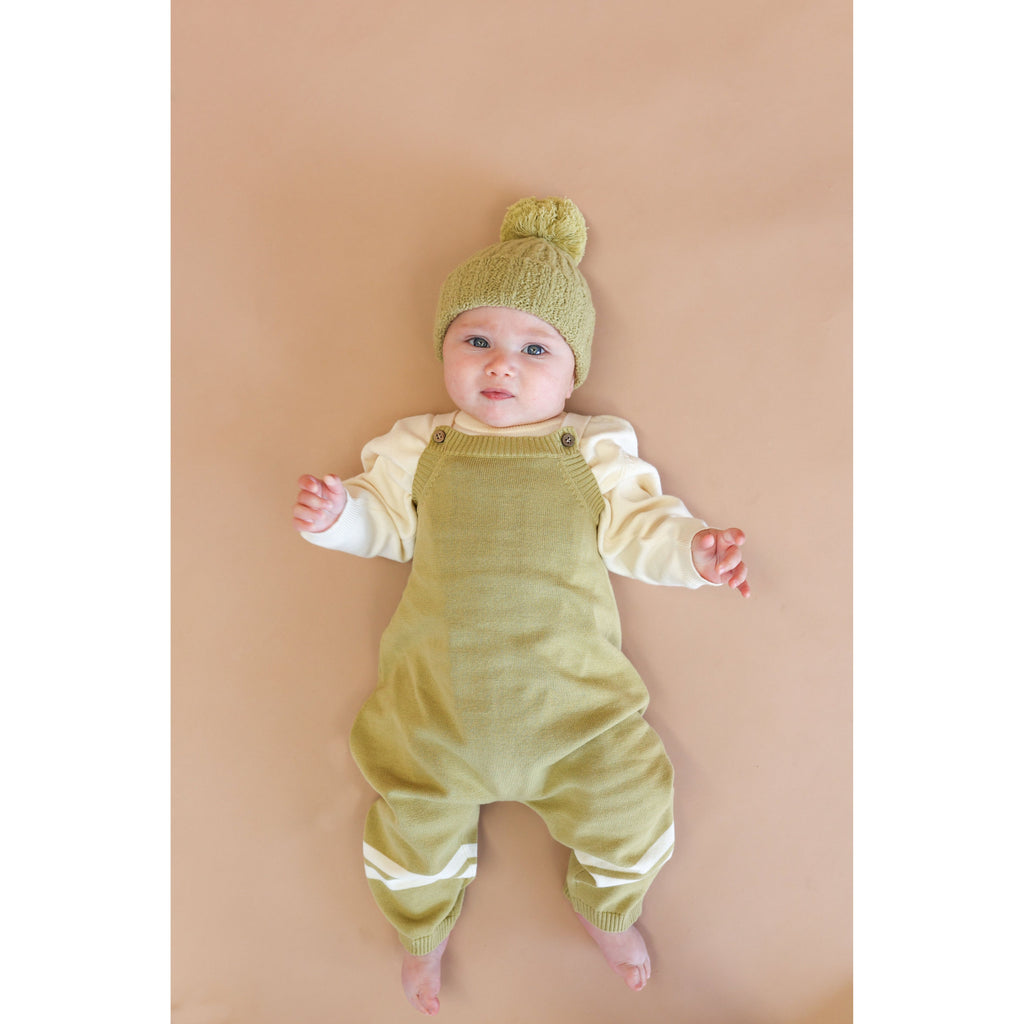 Grown Sage Stripe Knitted Overalls