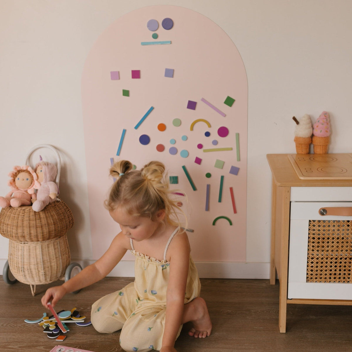 Smartypals Magnetic Shapes Set on a magnetic play wall