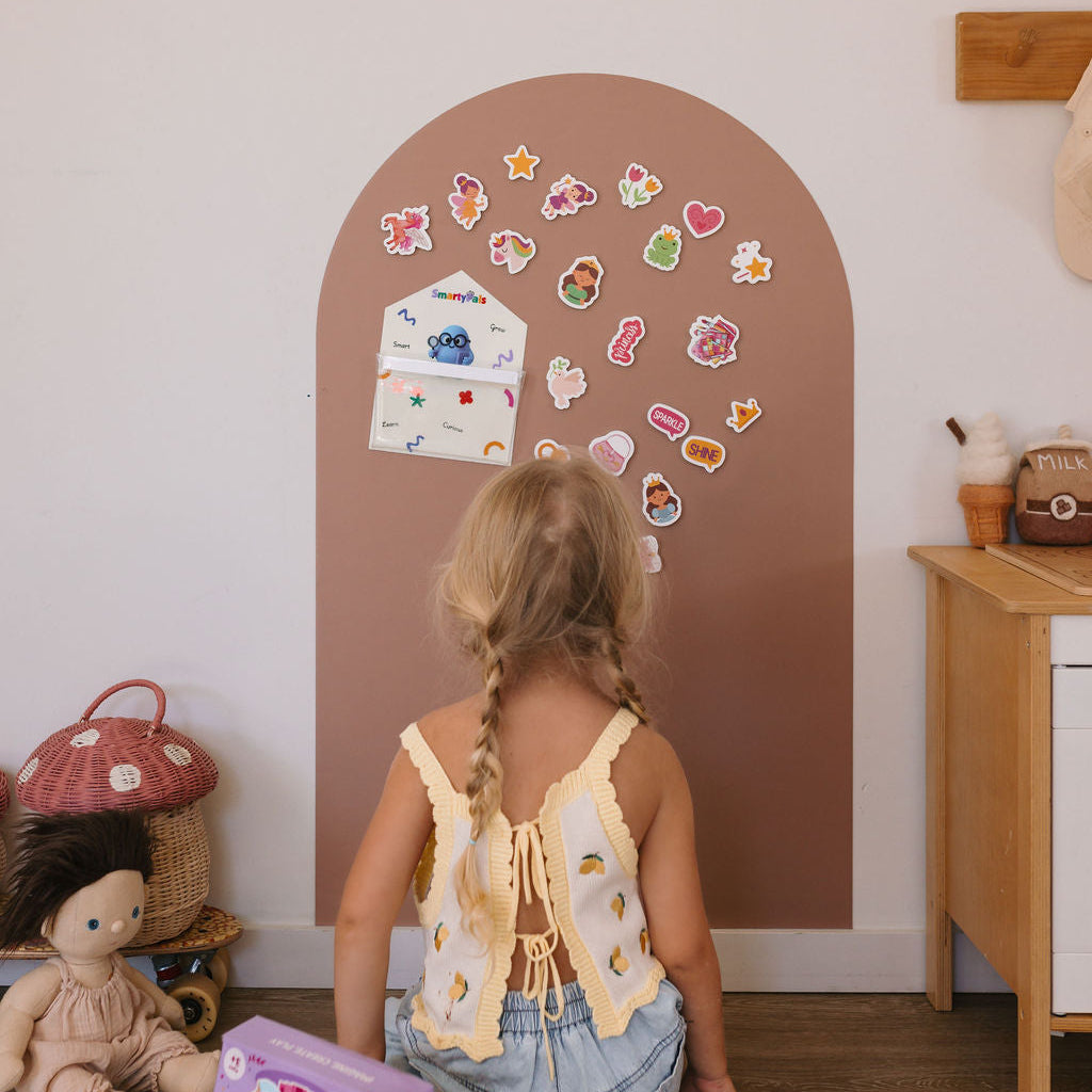 Smartypals pen holder on a magnetic play wall