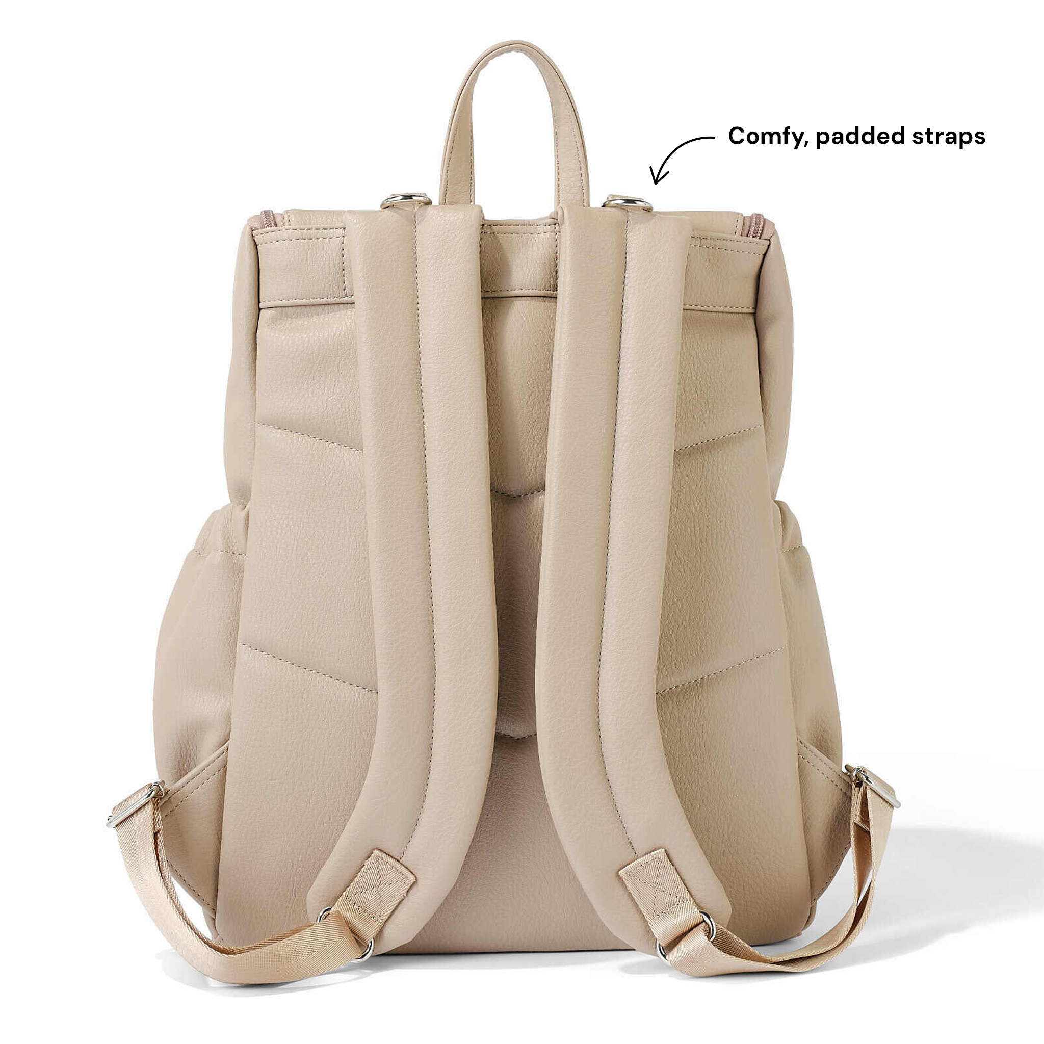 Signature Nappy Backpack | Oat Dimple Vegan Leather