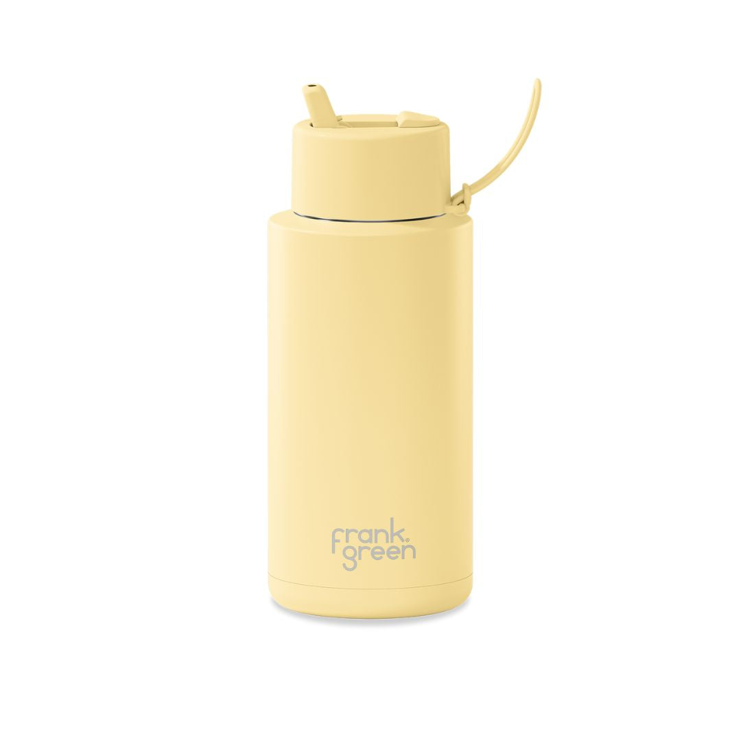 Frank Green Ceramic 1 Litre/34oz Reusable Bottle | Flip Straw Lid