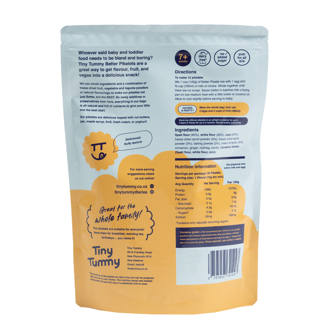 tiny tummy better pikelets carrot cake