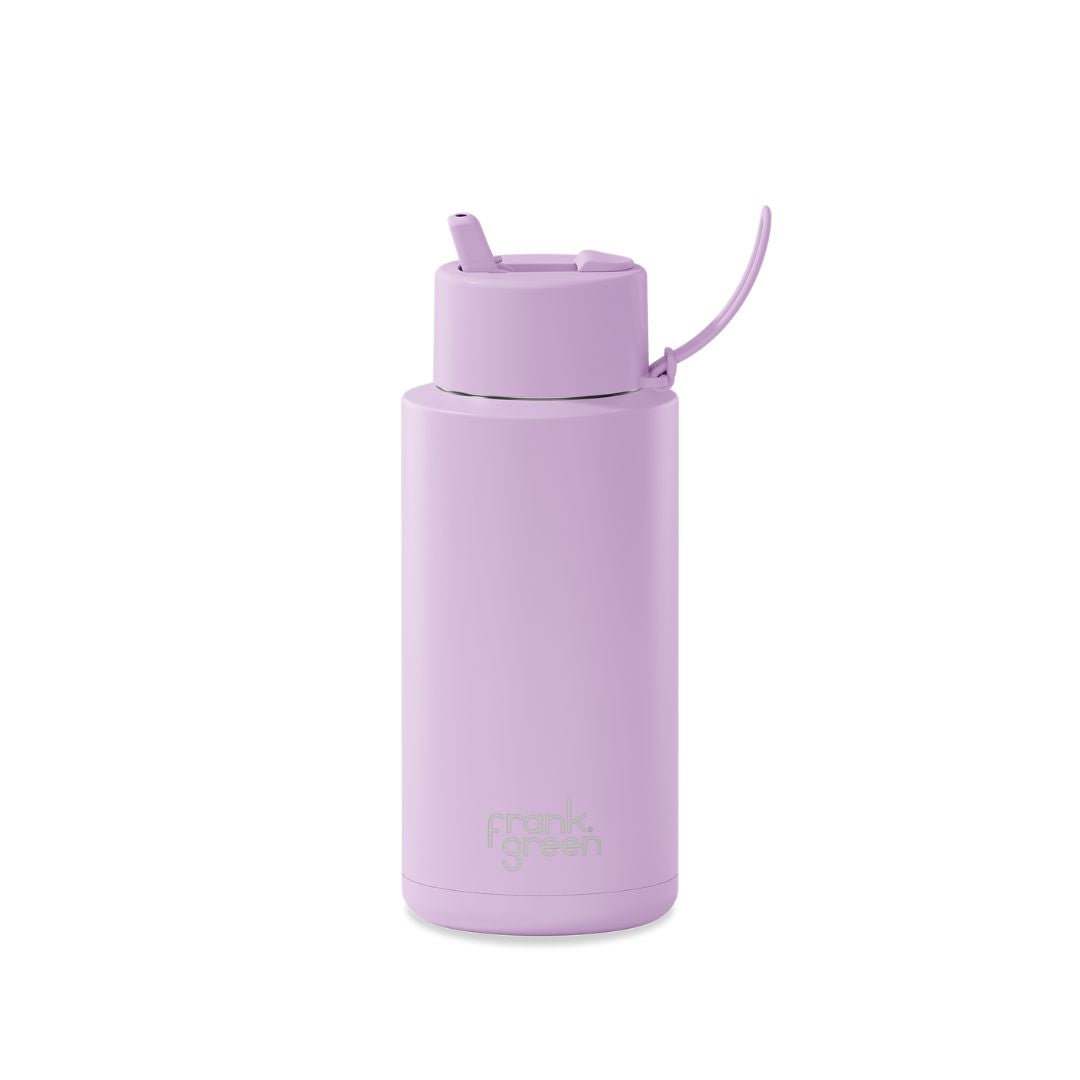 Frank Green Ceramic 1 Litre/34oz Reusable Bottle | Flip Straw Lid