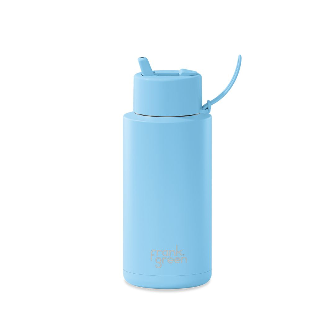 Frank Green Ceramic 1 Litre/34oz Reusable Bottle | Flip Straw Lid