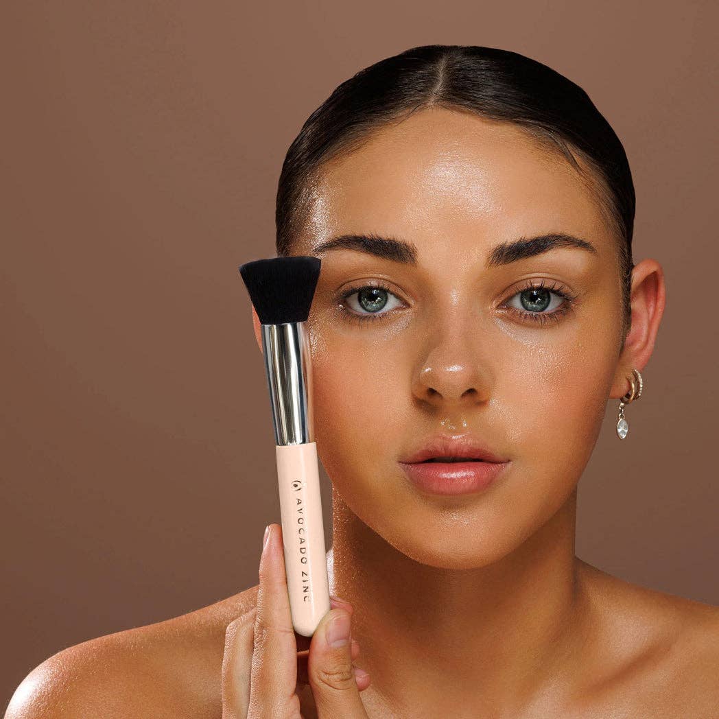 Avocado Zinc SPF Kabuki Brush for mineral sunscreen application
