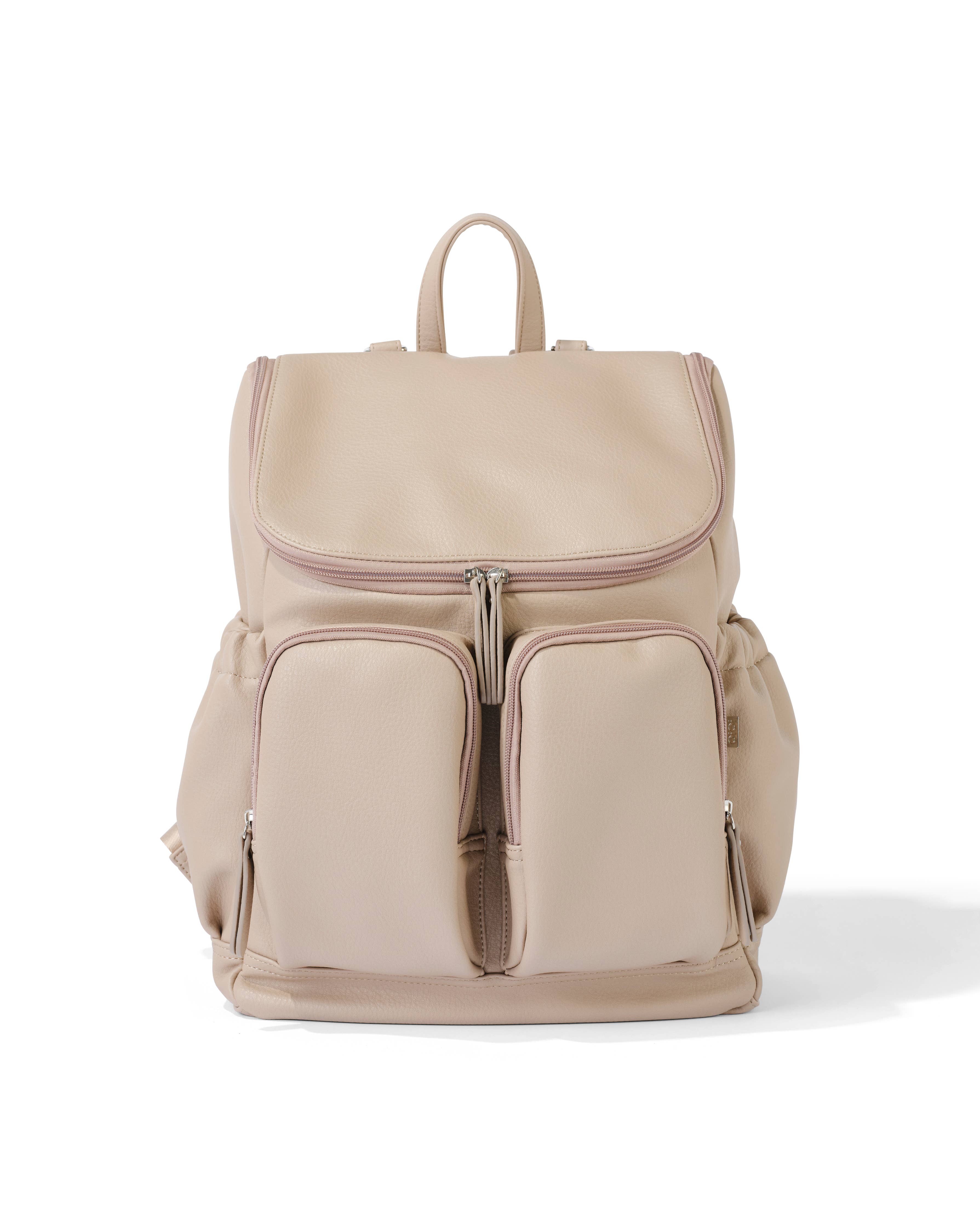 Signature Nappy Backpack | Oat Dimple Vegan Leather
