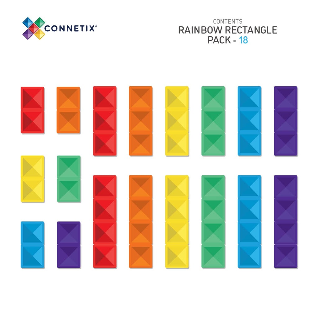 connetix rainbow 18 piece rectangle pack