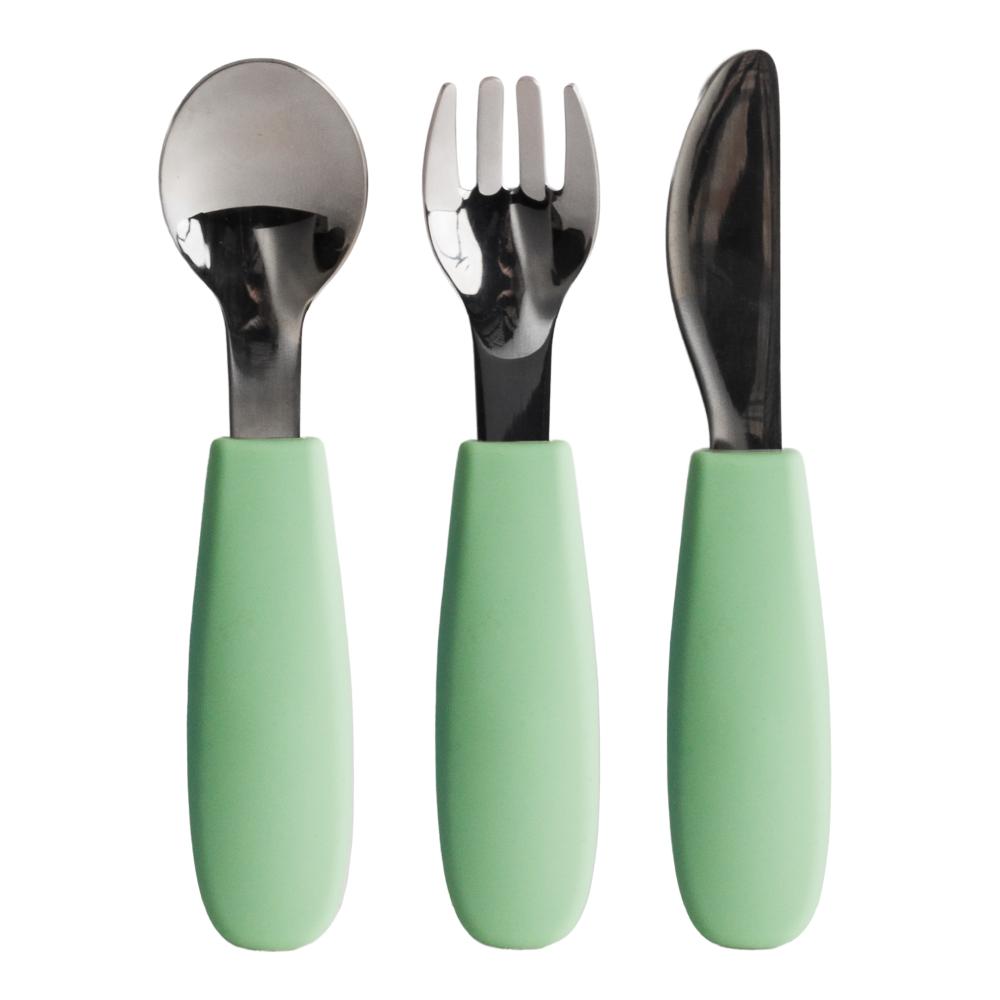nestling toddler cutlery 3 pack in sage