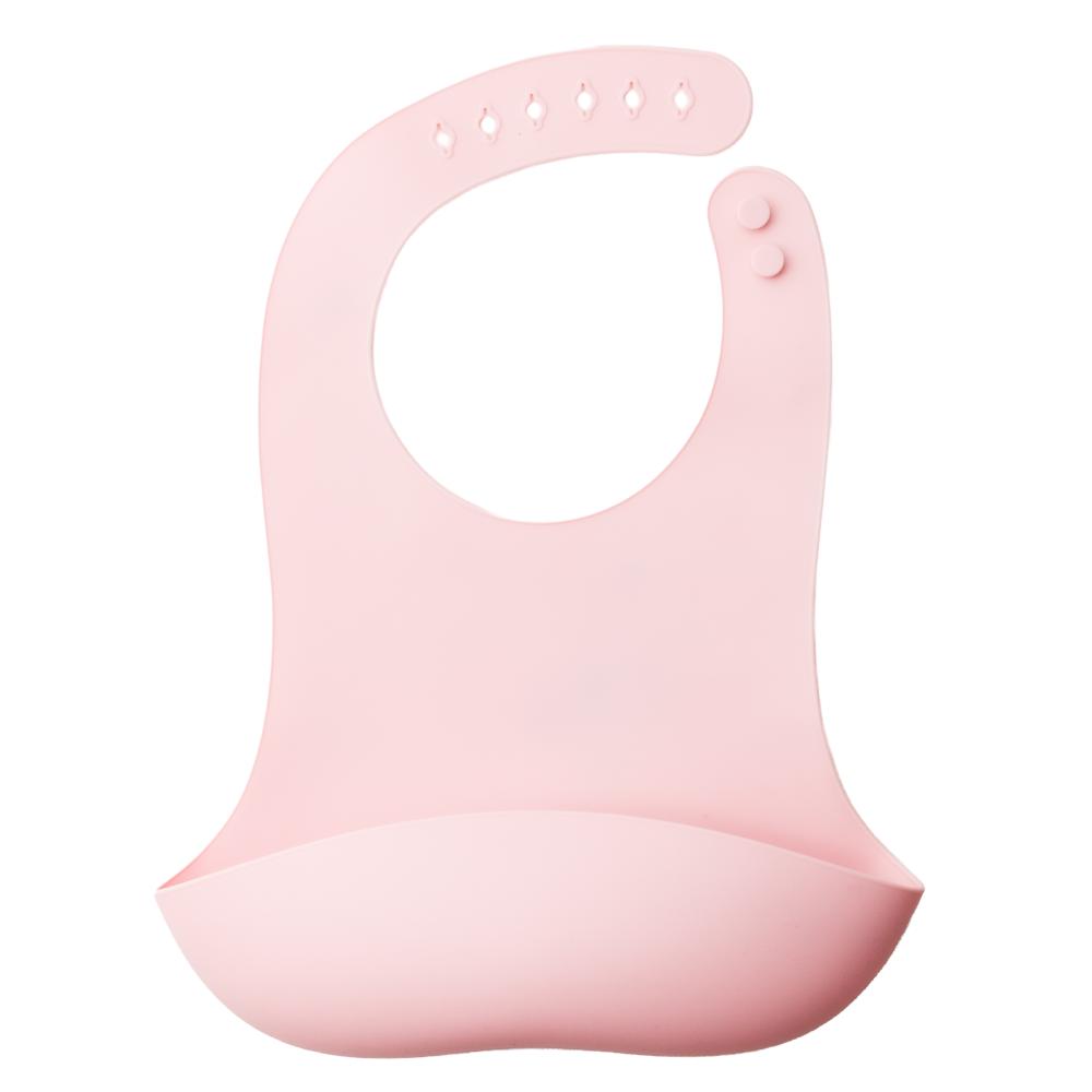 nestling silicone bib in dusty pink