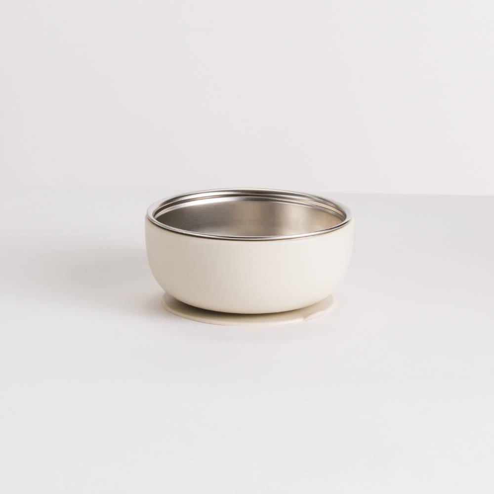 nestling stainless steel suction bowl in oat