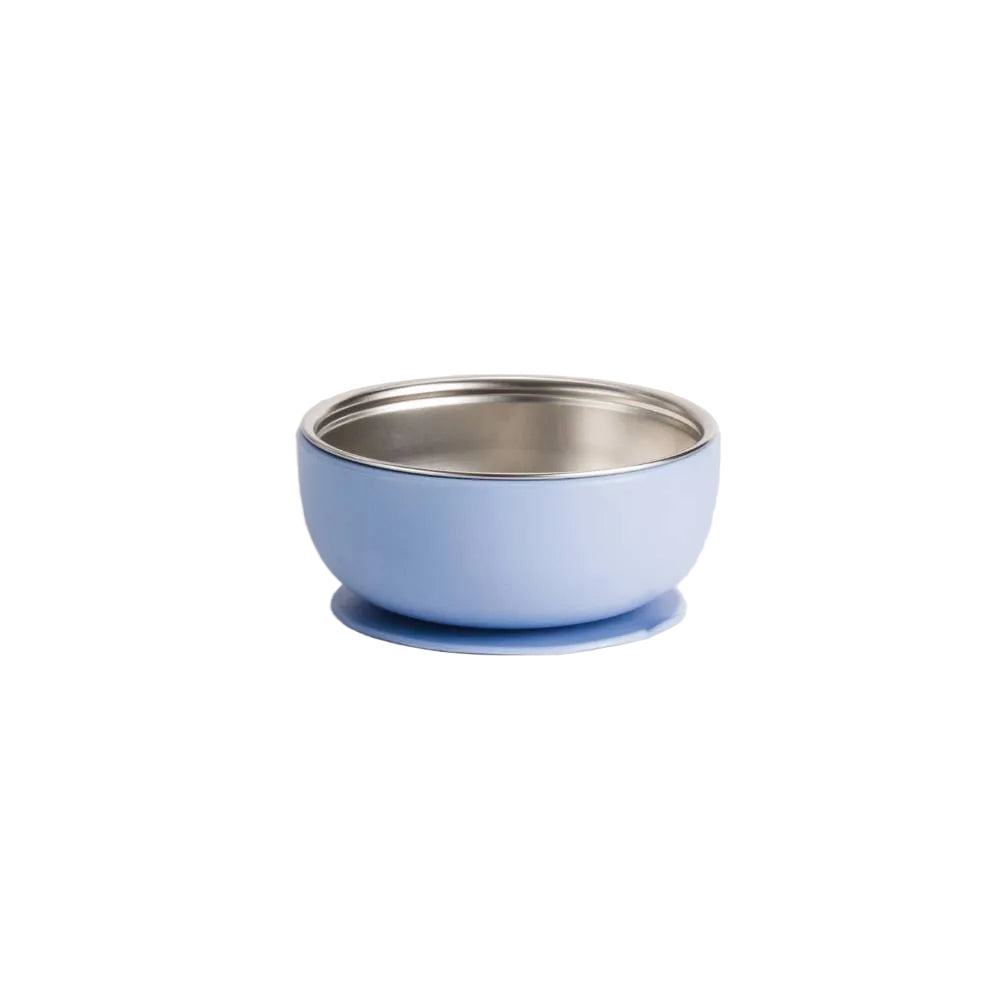 nestling stainless steel suction bowl in dusty blue